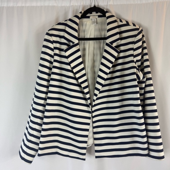 Chicos Blazer Jacket Women's
Blue White Striped Nautical
Sailor Beach - Picture 1 of 12